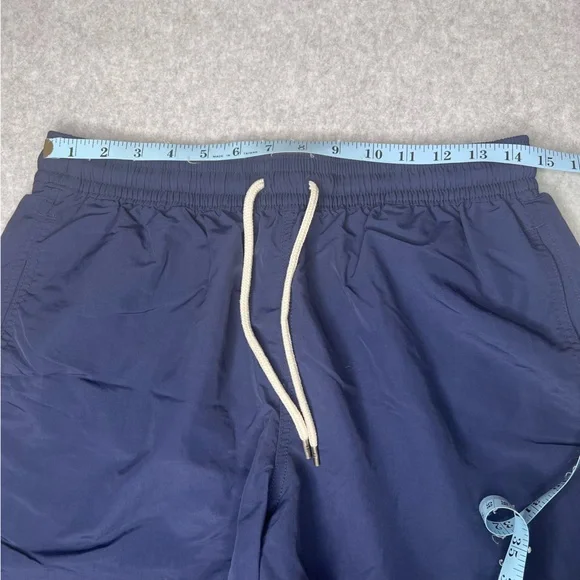 Polo Ralph Lauren Mens Med Swim Trunks Solid Swimsuit Navy Blue Red Pony Preppy - Picture 5 of 12